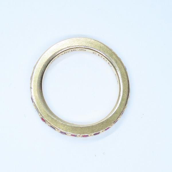 実際に弊社で買取させて頂いたCHROME HEARTS/クロムハーツ 22K TFL P SAP リング ｗ/ピンクサファイヤパヴェ 9号の画像 6枚目