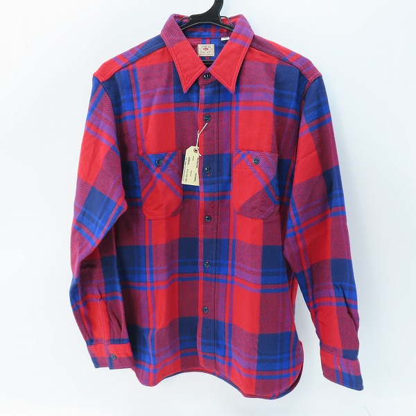 実際に弊社で買取させて頂いた【未使用】 SUGAR CANE/シュガーケーン TWILL CHECK WORK SHIRT/ツイルチェック ワークシャツ/ネルシャツ レッド SC28740/L