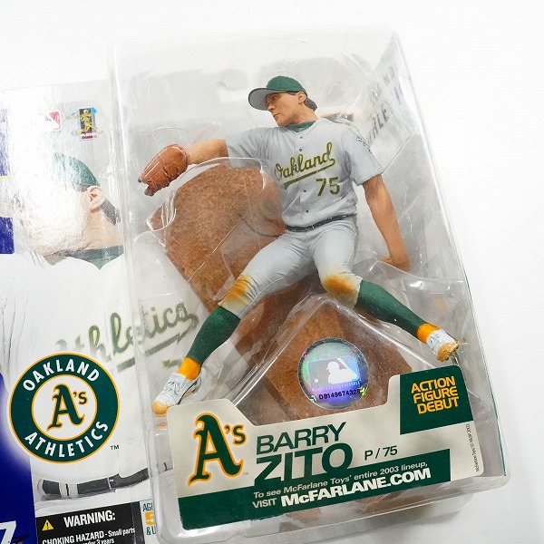 実際に弊社で買取させて頂いた【未開封】McFARLANE TOYS/マクファーレントイズ オークランド・アスレチックス #75 BARRY ZITO バリー・ジト グレーの画像 3枚目