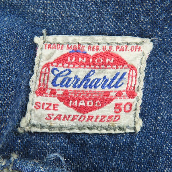 実際に弊社で買取させて頂いたCarhartt/カーハート 40〜50s/40～50年代 2色刺繍タグ ヴィンテージ デニム オールインワン/つなぎ/50の画像 2枚目