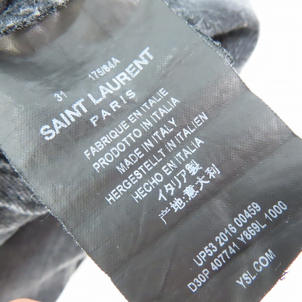 実際に弊社で買取させて頂いたSAINT LAURENT PARIS/サンローラン パリ スキニーパンツ ブラック D30P 407741 Y869L 1000/31の画像 3枚目