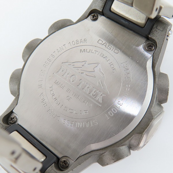 実際に弊社で買取させて頂いたCASIO/カシオ PROTREK SLIM LINE/プロトレック トリプルセンサーVer.3搭載 電波ソーラー 時計/ウォッチ PRW-3100Tの画像 4枚目