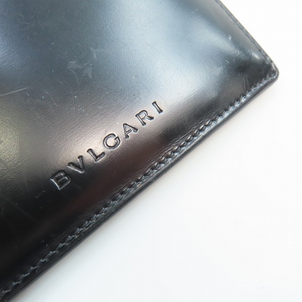 実際に弊社で買取させて頂いたBVLGARI/ブルガリ レザー二つ折り財布 ブラックの画像 4枚目