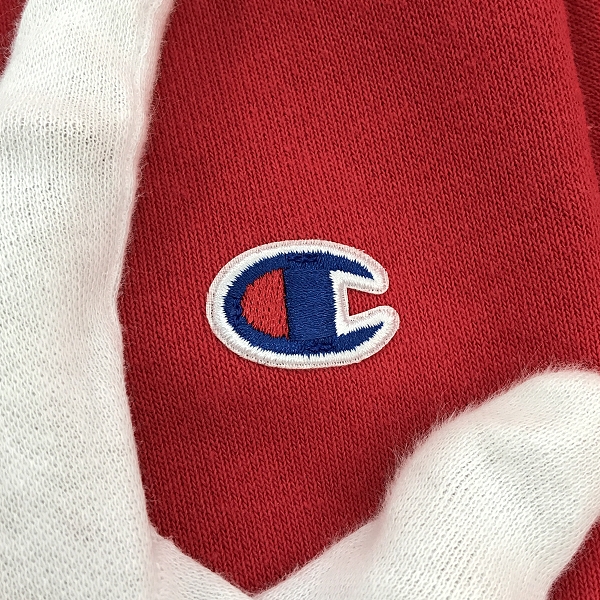 実際に弊社で買取させて頂いたChampion/チャンピオン REVERSE WEAVE/リバースウィーブ プルオーバーパーカー レッド XLの画像 5枚目