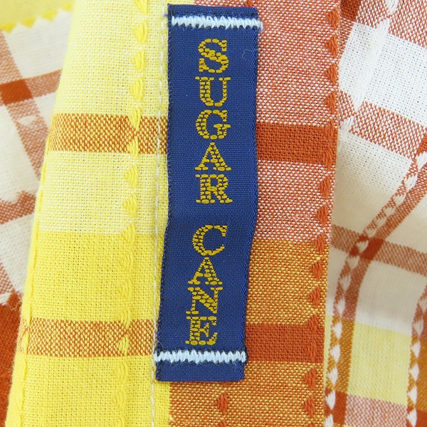 実際に弊社で買取させて頂いた【未使用】 SUGAR CANE/シュガーケーン チェック柄 半袖 ボタン シャツ オレンジ SC22461/Lの画像 4枚目