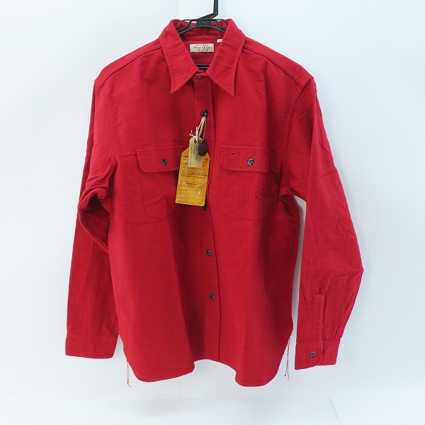 実際に弊社で買取させて頂いた【未使用】 SUGAR CANE/シュガーケーン F.ROMANCE 9.5oz HEAVY TWILL with MARBLE BUTTON/ワークシャツ レッド SC28753/L