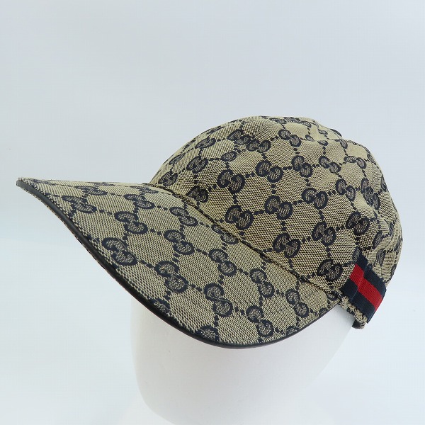 実際に弊社で買取させて頂いたGUCCI/グッチ オリジナルGGキャンバス シェリーライン ベースボールキャップ ベージュ 200035/XL