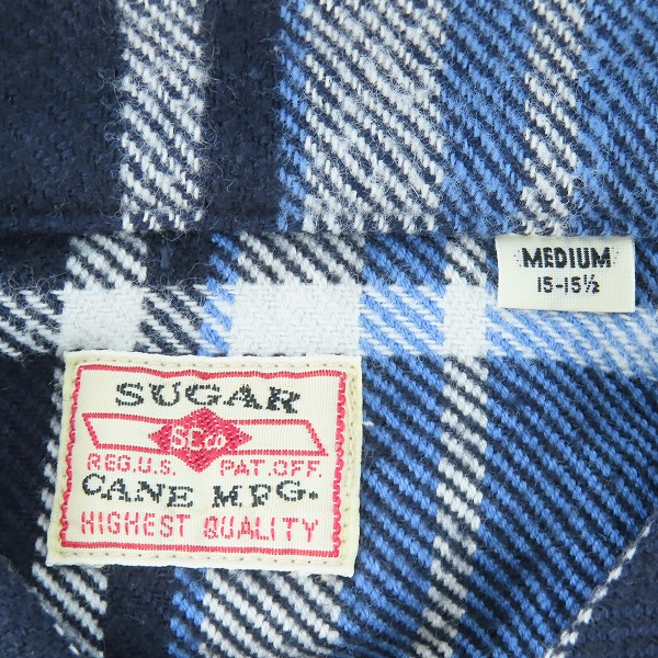 実際に弊社で買取させて頂いた【未使用】 SUGAR CANE/シュガーケーン TWILL CHECK WORK SHIRT/ツイルチェック ワークシャツ/ネルシャツ ブルー SC28740/Mの画像 2枚目