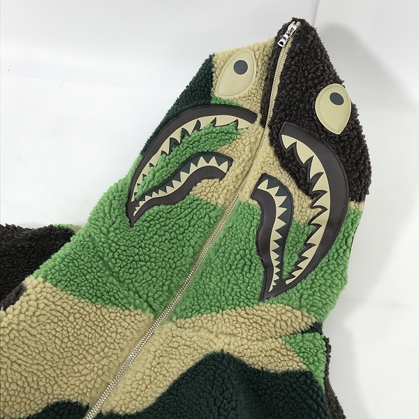 実際に弊社で買取させて頂いたA BATHING APE/アベイシングエイプ MEGA ABC CAMO SHARK BOA HOODIE JACKET/ボア フリース パーカー/Mの画像 5枚目