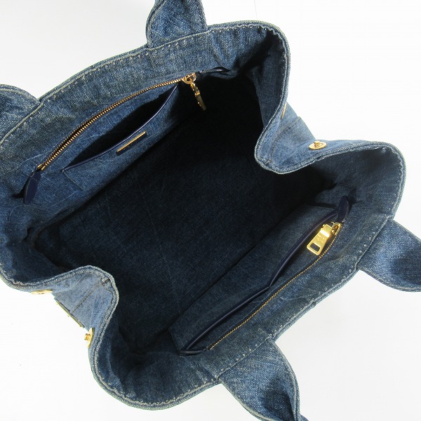 実際に弊社で買取させて頂いたPRADA/プラダ カナパ デニム バンド/トートバッグ B1877Bの画像 5枚目