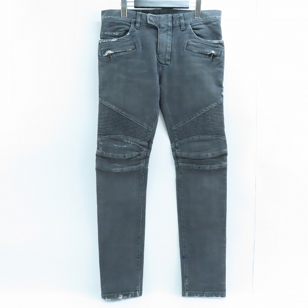 実際に弊社で買取させて頂いたBALMAIN/バルマン 14AW ダメージ加工 バイカーデニム W4HT551B658V/31