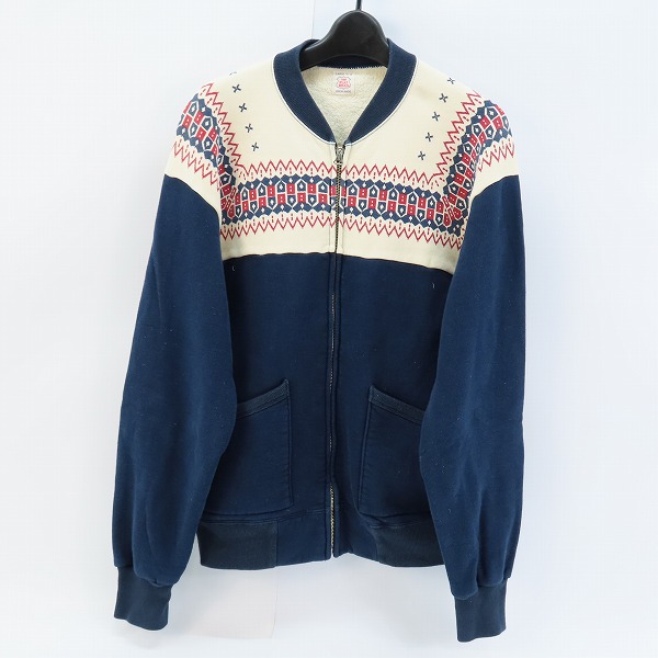 実際に弊社で買取させて頂いたTHE FLAT HEAD/フラットヘッド 裏起毛 ジップアップジャケット ネイビー/L