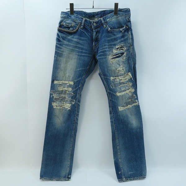 実際に弊社で買取させて頂いたHYSTERIC GLAMOUR/ヒステリックグラマー リペア加工 スタッズ付デニムパンツ 0211AP08 /32