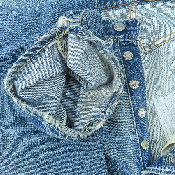 実際に弊社で買取させて頂いたLEVI'S/リーバイス ヴィンテージ 501 66前期 ボタン裏刻印6/点々/Vステッチ ボタンフライデニムパンツの画像 3枚目