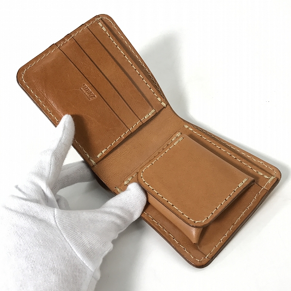 実際に弊社で買取させて頂いたHERZ/ヘルツ 二つ折り財布/ウォレット レザー キャメルの画像 3枚目