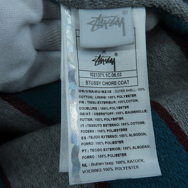 実際に弊社で買取させて頂いたSTUSSY×Carhartt/ステューシー×カーハート WIP Chore Coat チョアコート ダック地 カバーオール/Sの画像 3枚目