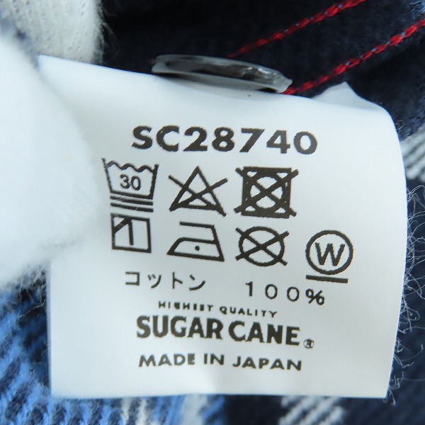 実際に弊社で買取させて頂いた【未使用】 SUGAR CANE/シュガーケーン TWILL CHECK WORK SHIRT/ツイルチェック ワークシャツ/ネルシャツ ブルー SC28740/Mの画像 3枚目