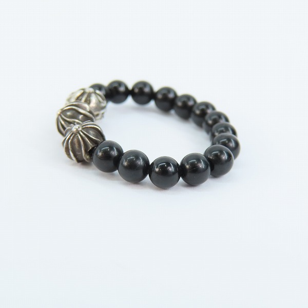 実際に弊社で買取させて頂いたCHROME HEARTS/クロムハーツ 4mm BEADS RING/ブラック ビーズ リング 18号の画像 2枚目