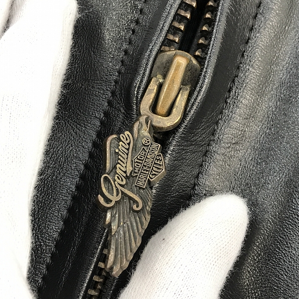 実際に弊社で買取させて頂いたHARLEY-DAVIDSON/ハーレーダビッドソン レザー シングルライダースジャケット Mの画像 6枚目