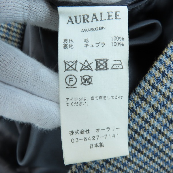 実際に弊社で買取させて頂いたAURALEE/オーラリー DOUBLE FACE CHECK ZIP BLOUSO/ブルーガンクラブチェックブルゾン・ジャケットA9AB02BN/4の画像 3枚目