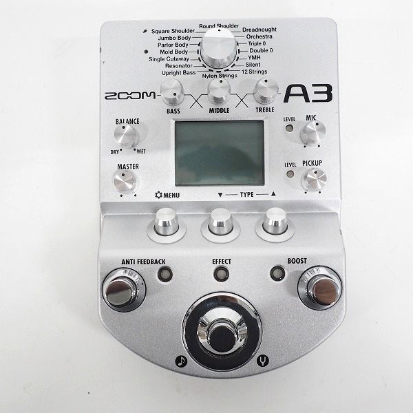 実際に弊社で買取させて頂いたZOOM/ズーム A3 Pre-Amp & Effects for Acoustic Guitar アコースティックギター用プリアンプ エフェクター/動作確認済の画像 1枚目