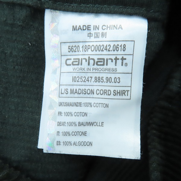 実際に弊社で買取させて頂いたcarhartt wip/カーハート L/S MADISON CORD SHIRT コーデュロイ 長袖シャツ /Sの画像 3枚目