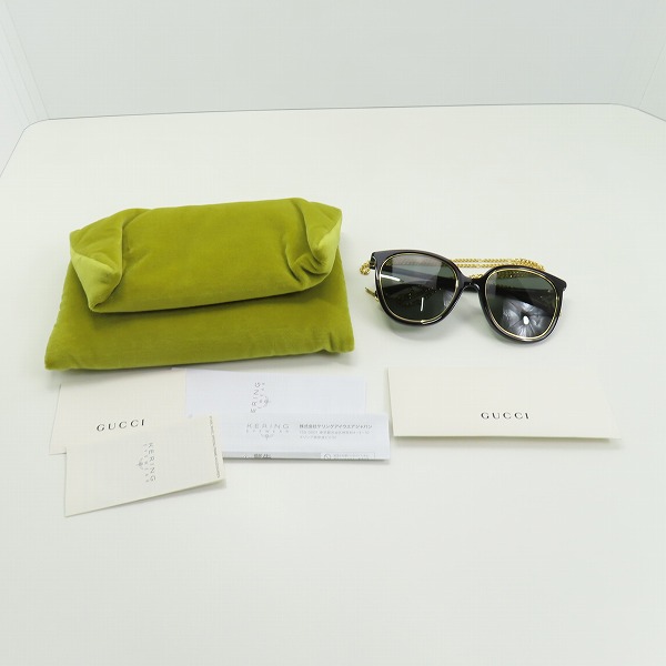 実際に弊社で買取させて頂いたGUCCI/グッチ チェーン付きサングラス/アイウェア GG1076S 001の画像 9枚目