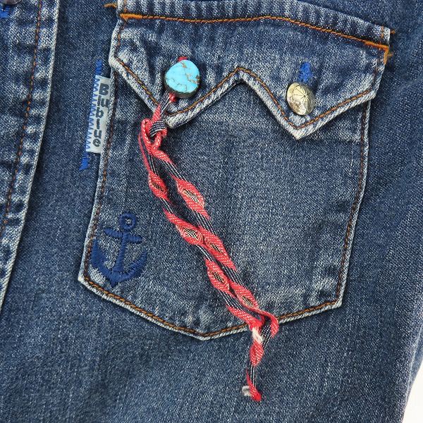 実際に弊社で買取させて頂いたBLUE BLUE/ブルーブルー 胸ターコイズボタン ウエスタンデニムシャツ1の画像 4枚目