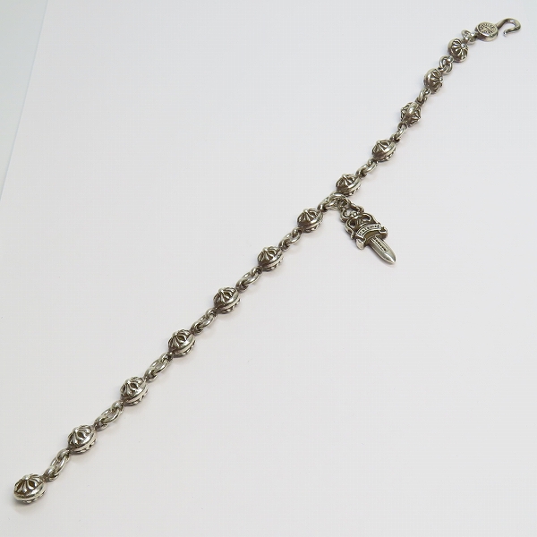 実際に弊社で買取させて頂いたCHROME HEARTS/クロムハーツ 1 BALL DAGGER クロスボール チェーン ダガー ブレスレットの画像 7枚目