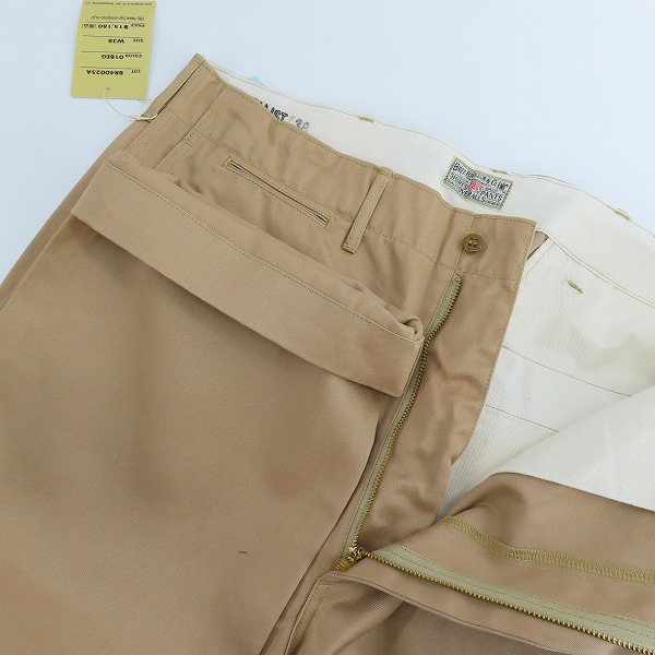 実際に弊社で買取させて頂いた【未使用】BUZZ RICKSON S/バズリクソンズ オリジナルスペック チノパンツ/ワークパンツ BR40025A/W38L35の画像 2枚目