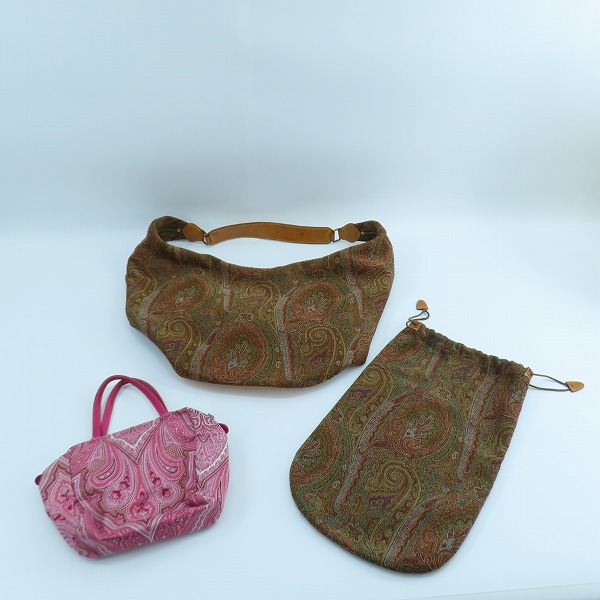 実際に弊社で買取させて頂いた【難有含む】ETRO/エトロ ペイズリー柄 ショルダーバッグ/ミニバッグ/巾着 3点セットの画像 1枚目