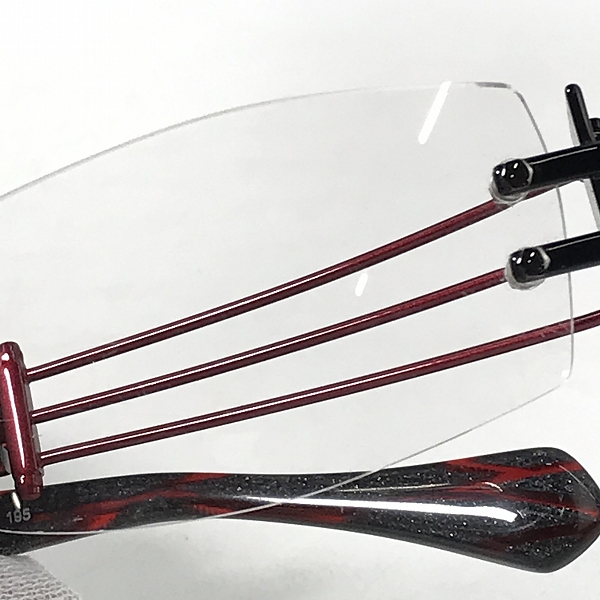 実際に弊社で買取させて頂いたLess than human/レスザンヒューマン TENRAI メガネフレーム アイウェア ブラック×レッド　の画像 7枚目