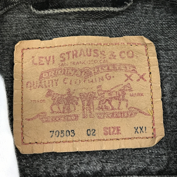 実際に弊社で買取させて頂いたLevi's/リーバイス ユーロリーバイス/チュニジア製/ブラックデニムジャケット/Gジャン 70503-02/XXLの画像 2枚目