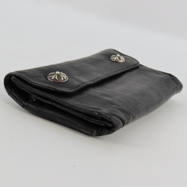 実際に弊社で買取させて頂いたCHROME HEARTS/クロムハーツ WAVE/ウェーブウォレット クロスボタン 財布の画像 2枚目