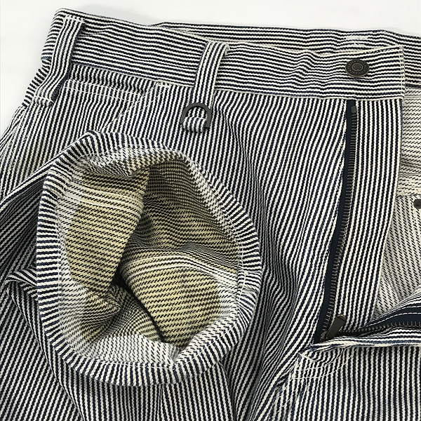 実際に弊社で買取させて頂いたmastermind JAPAN/マスターマインドジャパン radiance期 金ラメ織り込み ヒッコリー柄ペインターパンツ MY-PA07-02/Mの画像 4枚目