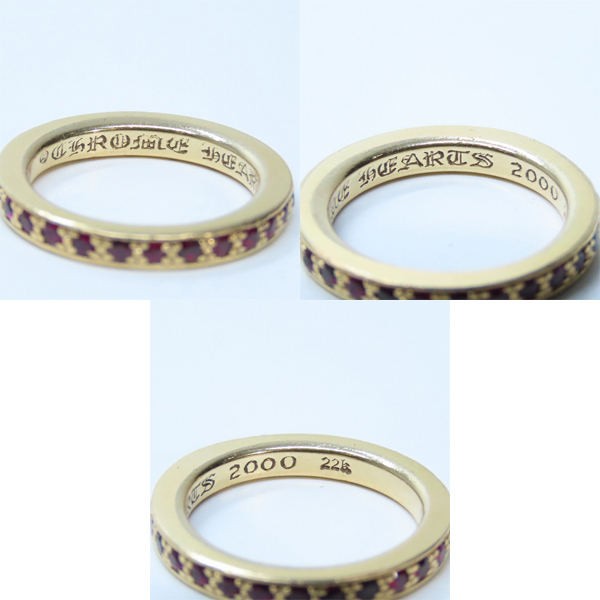 実際に弊社で買取させて頂いたCHROME HEARTS/クロムハーツ 22K TFL P SAP リング ｗ/ピンクサファイヤパヴェ 9号の画像 7枚目