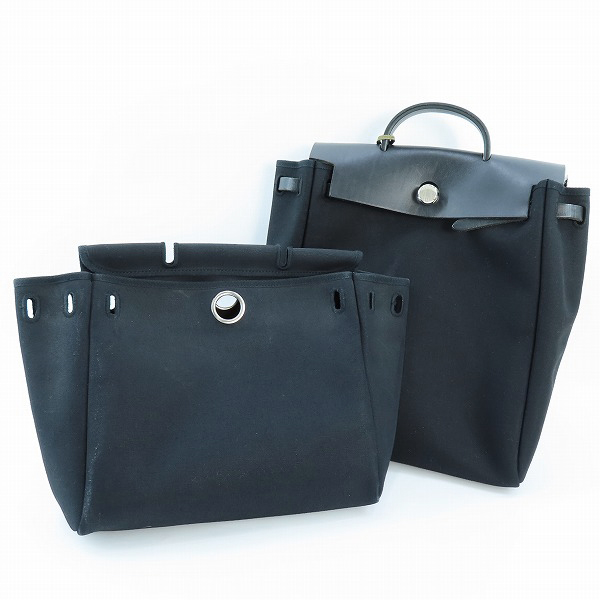 実際に弊社で買取させて頂いたHERMES/エルメス HERBAG/エールバッグアド 2WAY ハンドバッグ リュック/バックパック ブラックの画像 7枚目