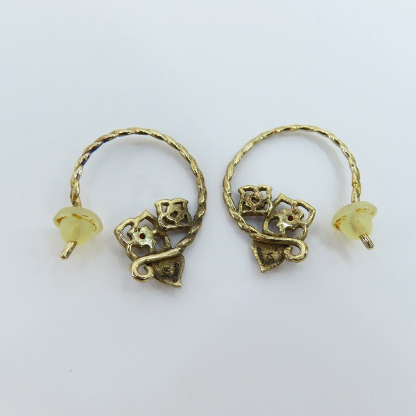 実際に弊社で買取させて頂いた【ギャラ付き】KONRON/コンロン アリスインワンダーランド ハートローズピアスw/レッドダイヤモンドの画像 2枚目