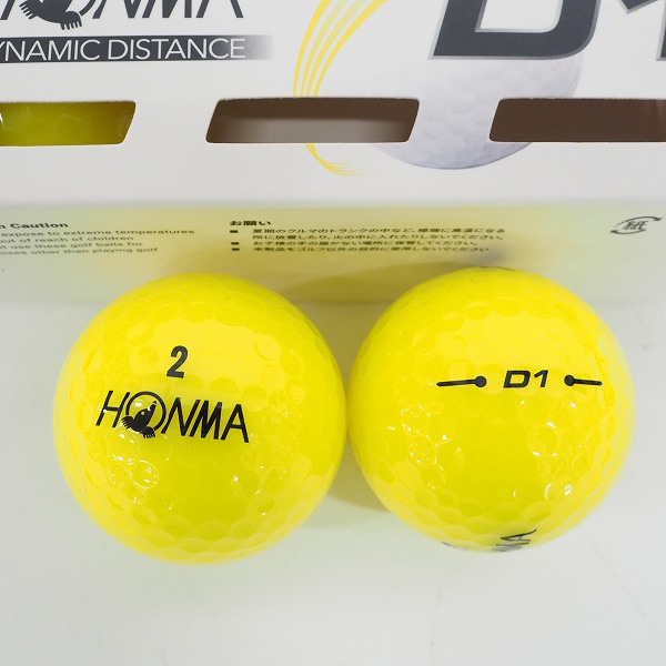 実際に弊社で買取させて頂いた【未使用】HONMA/ホンマ D1 DYNAMIC DISTANCE ゴルフボール ホワイト・イエロー 計2ダースの画像 3枚目