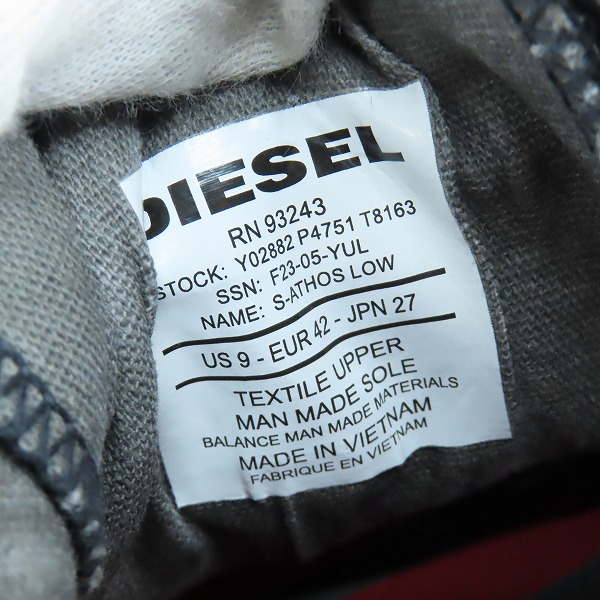 実際に弊社で買取させて頂いたDIESEL/ディーゼル S-ATHOS LOW ローカットスニーカー Y02882 P4751 T8163/27の画像 5枚目