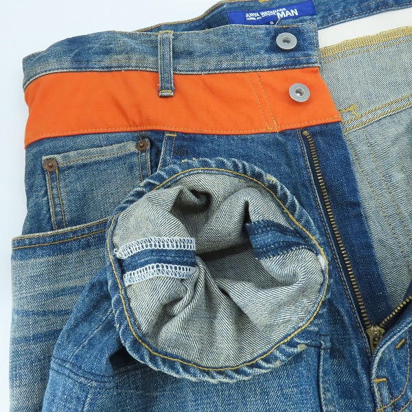 実際に弊社で買取させて頂いたJUNYA WATANABE COMME des GARCONS MAN/ジュンヤワタナベコムデギャルソンマン 再構築 パッチワークデニムパンツ WQ-P038/Sの画像 2枚目