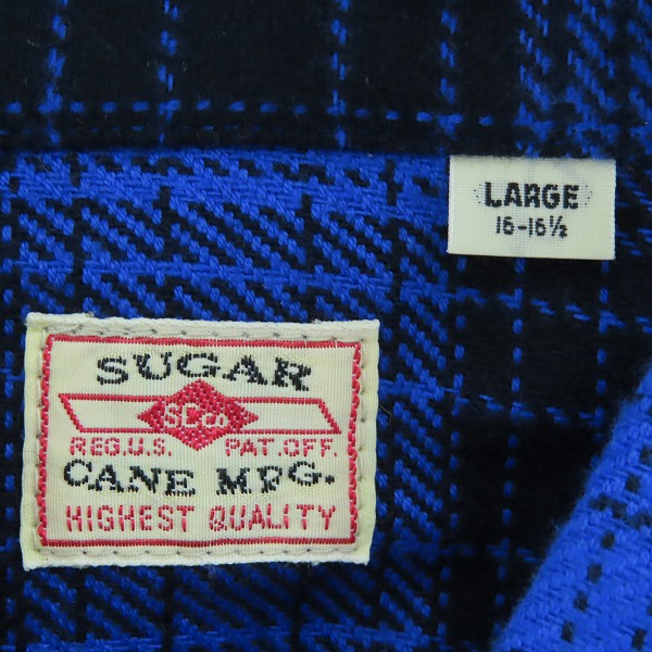 実際に弊社で買取させて頂いた【未使用】 SUGAR CANE/シュガーケーン TWILL CHECK WORK SHIRT/ツイルチェック ワークシャツ/ネルシャツ ブルー SC28747/Lの画像 2枚目