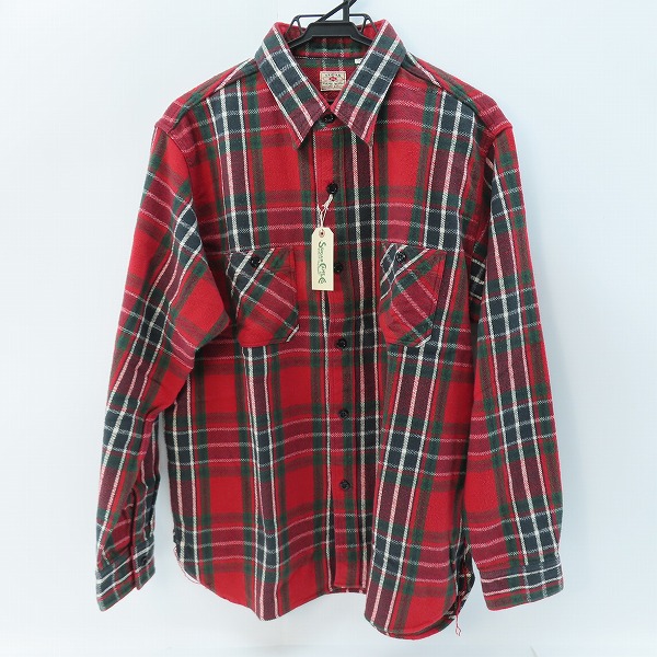 実際に弊社で買取させて頂いた【未使用】 SUGAR CANE/シュガーケーン TWILL CHECK WORK SHIRT/ツイルチェック ワークシャツ/ネルシャツ レッド SC28501/XL