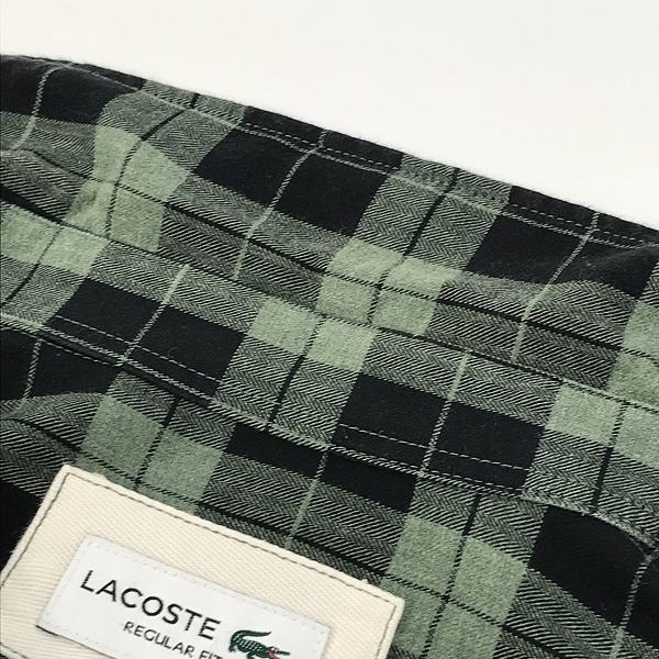 実際に弊社で買取させて頂いたLACOSTE/ラコステ コットンツイルチェックボタンダウン 長袖シャツ CH8429 /41　の画像 5枚目