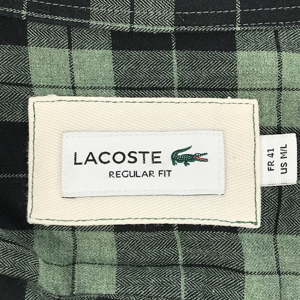実際に弊社で買取させて頂いたLACOSTE/ラコステ コットンツイルチェックボタンダウン 長袖シャツ CH8429 /41　の画像 2枚目