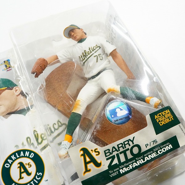 実際に弊社で買取させて頂いた【未開封】McFARLANE TOYS/マクファーレントイズ オークランド・アスレチックス #75 BARRY ZITO バリー・ジト フィギュア 白の画像 3枚目