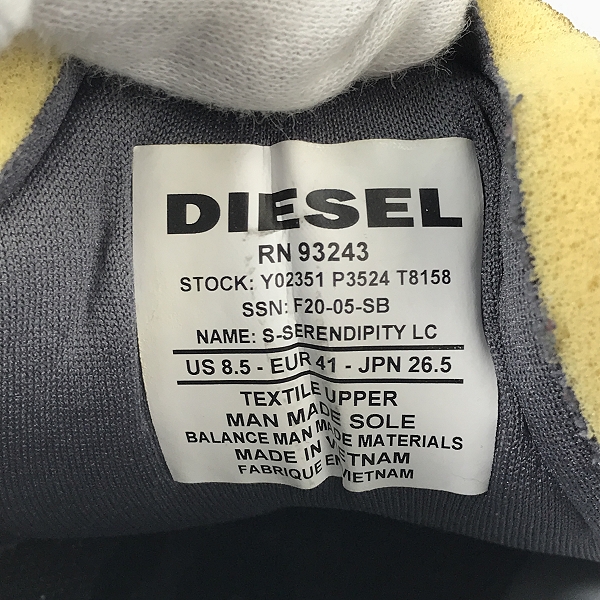 実際に弊社で買取させて頂いたDIESEL/ディーゼル S-serendipity Lc Sneakers/スニーカー ブラック Y02351 P3524 T8158/26.5の画像 5枚目
