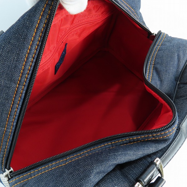 実際に弊社で買取させて頂いたEVISU GOLF/エビスゴルフ ゴルフバッグ ボストンバック スパイク収納 デニム×レザーの画像 4枚目