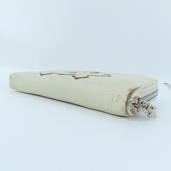 実際に弊社で買取させて頂いたCHROME HEARTS/クロムハーツ REC F 3PTCH/REC-F ZIP 3セメタリークロスパッチ ウォレット  ホワイトの画像 2枚目