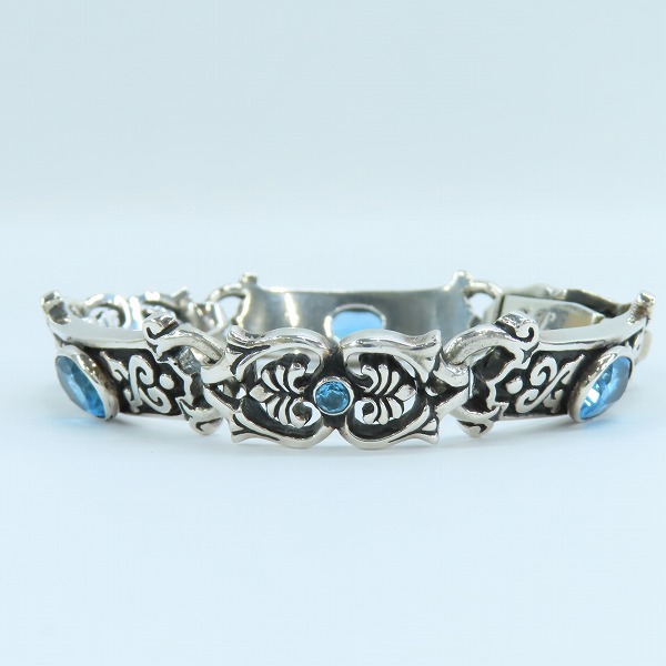 実際に弊社で買取させて頂いた Leathers and Treasures/レザーズアンドトレジャーズ ケルティックヴァインブレスレット w/3ラージストーン ブルートパーズの画像 4枚目